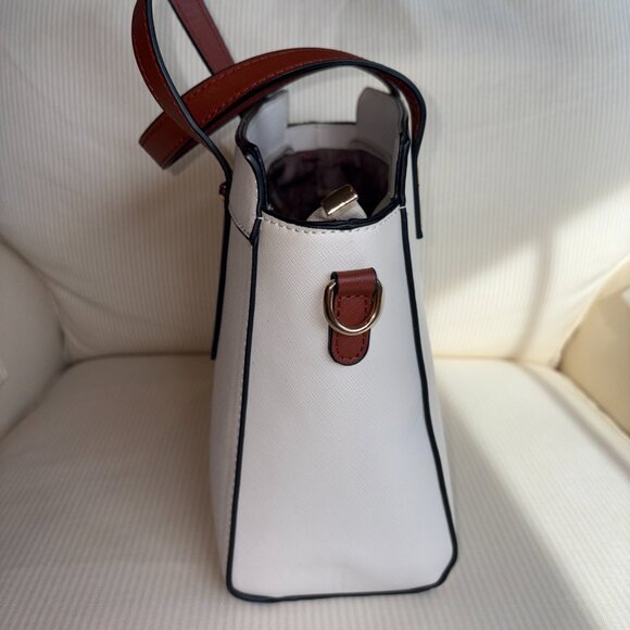 Montana West 2 Piece Handbag Set- Matching Tote Bag Purse/Satchel Cream & Brown - Picture 4 of 16